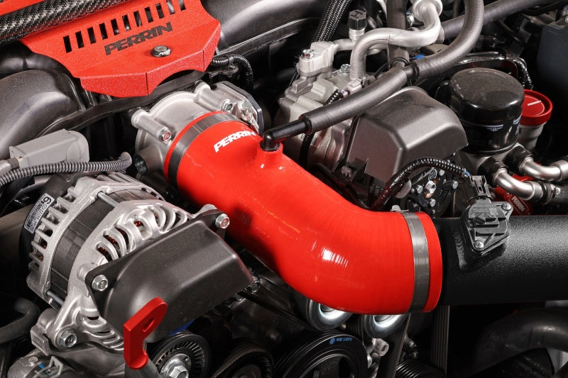 PERRIN 22-23 Subaru BRZ/Toyota GR86 Silicone Inlet Hose (3in. ID / SS Wire) - Red