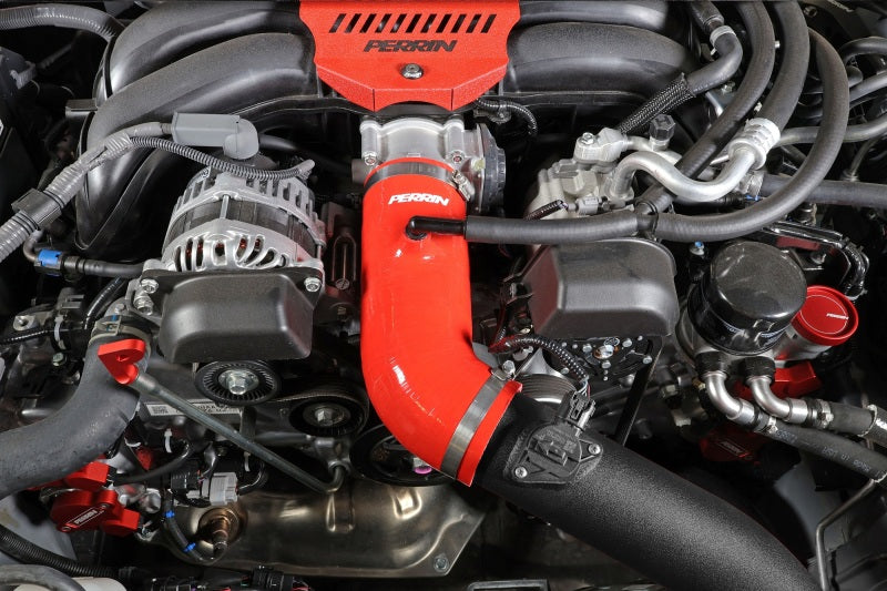 PERRIN 22-23 Subaru BRZ/Toyota GR86 Silicone Inlet Hose (3in. ID / SS Wire) - Red