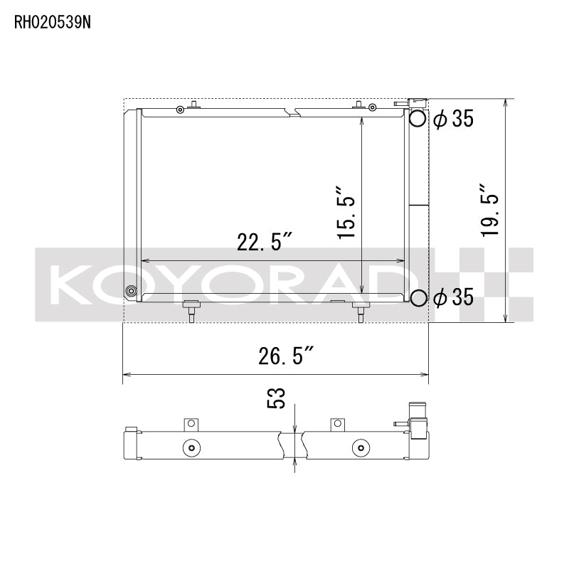 Koyo Nissan 240SX V8 Swap/KA24 Turbo Radiator (RH020539N)